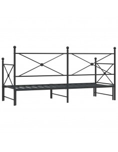 Divano Letto Estraibile senza Materasso Nero 80x200 cm Acciaio 2