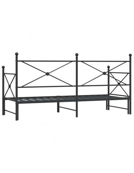 Divano Letto Estraibile senza Materasso Nero 80x200 cm Acciaio