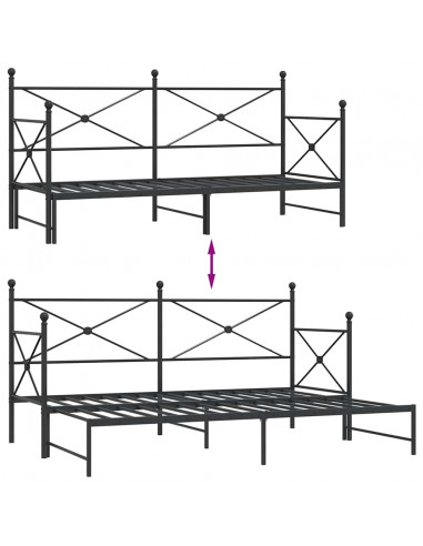 Divano Letto Estraibile senza Materasso Nero 80x200 cm Acciaio