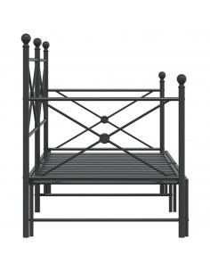 Divano Letto Estraibile senza Materasso Nero 90x190 cm Acciaio