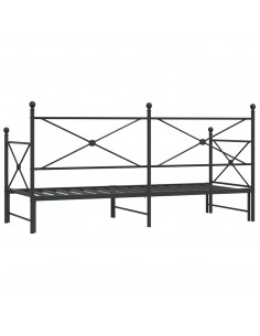 Divano Letto Estraibile senza Materasso Nero 90x190 cm Acciaio 2