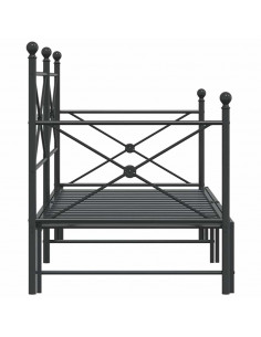 Divano Letto Estraibile senza Materasso Nero 90x200 cm Acciaio