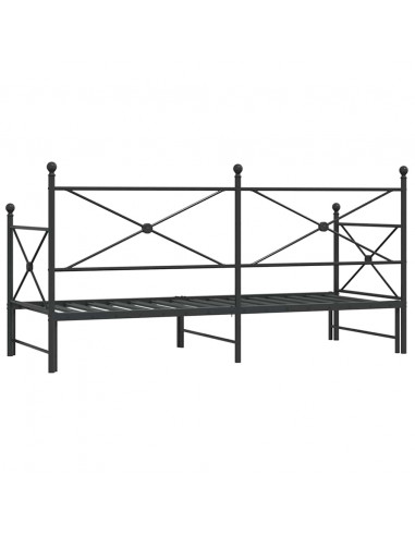 Divano Letto Estraibile senza Materasso Nero 90x200 cm Acciaio