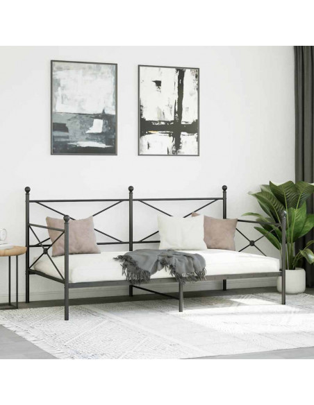 Dormeuse senza Materasso Nero 100x200 cm in Acciaio