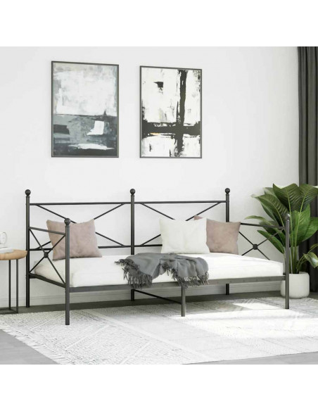 Dormeuse senza Materasso Nero 107x203 cm in Acciaio
