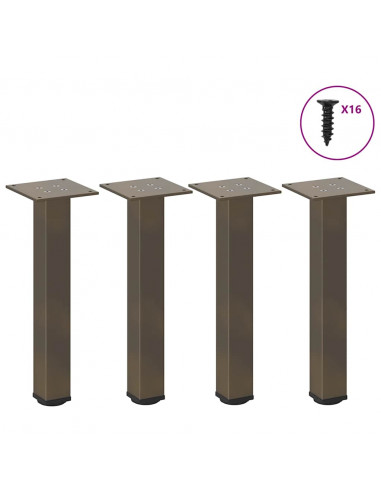 Gambe per Tavolino 4 pz Acciaio Naturale 42-44 cm in Acciaio