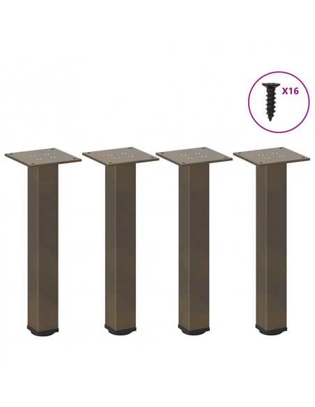 Gambe per Tavolino 4 pz Acciaio Naturale 42-44 cm in Acciaio