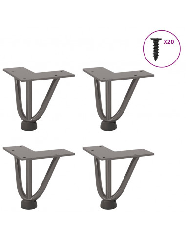 Gambe Tavolo a Forcina 4 pz 10 cm Acciaio Massiccio