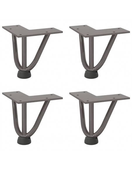 Gambe Tavolo a Forcina 4 pz 10 cm Acciaio Massiccio