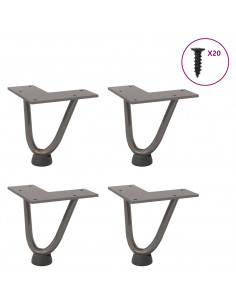 Gambe Tavolo a Forcina 4 pz 10 cm Acciaio Massiccio