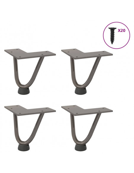Gambe Tavolo a Forcina 4 pz 10 cm Acciaio Massiccio