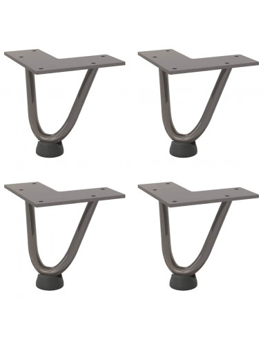 Gambe Tavolo a Forcina 4 pz 10 cm Acciaio Massiccio