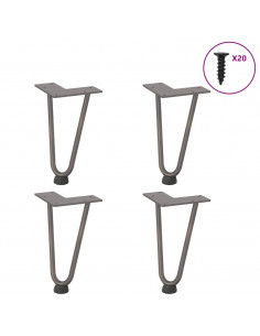 Gambe Tavolo a Forcina 4 pz 20 cm Acciaio Massiccio