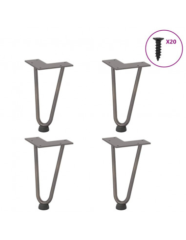 Gambe Tavolo a Forcina 4 pz 20 cm Acciaio Massiccio