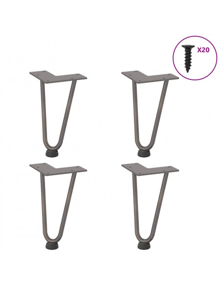 Gambe Tavolo a Forcina 4 pz 20 cm Acciaio Massiccio