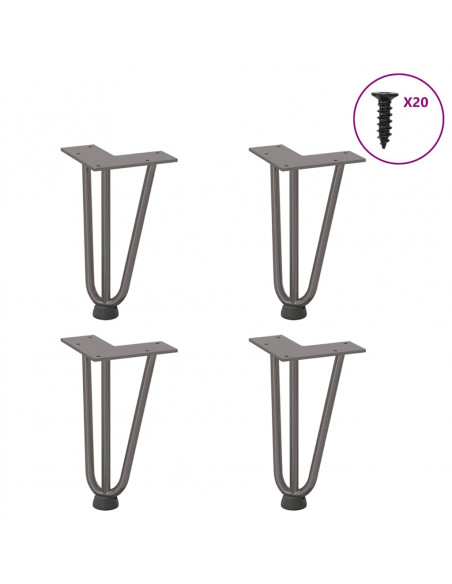 Gambe Tavolo a Forcina 4 pz 20 cm Acciaio Massiccio
