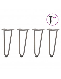 Gambe Tavolo a Forcina 4 pz 30 cm Acciaio Massiccio