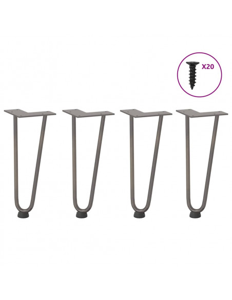 Gambe Tavolo a Forcina 4 pz 30 cm Acciaio Massiccio