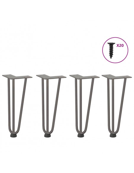 Gambe Tavolo a Forcina 4 pz 30 cm Acciaio Massiccio
