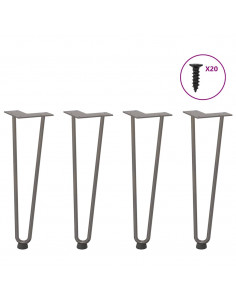 Gambe Tavolo a Forcina 4 pz 42 cm Acciaio Massiccio