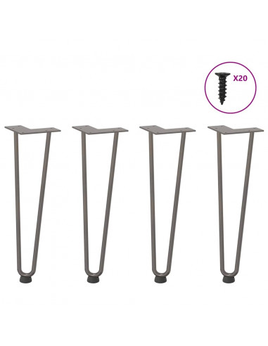 Gambe Tavolo a Forcina 4 pz 42 cm Acciaio Massiccio