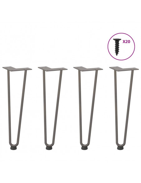 Gambe Tavolo a Forcina 4 pz 42 cm Acciaio Massiccio