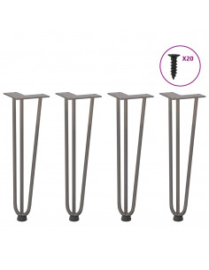 Gambe Tavolo a Forcina 4 pz 42 cm Acciaio Massiccio