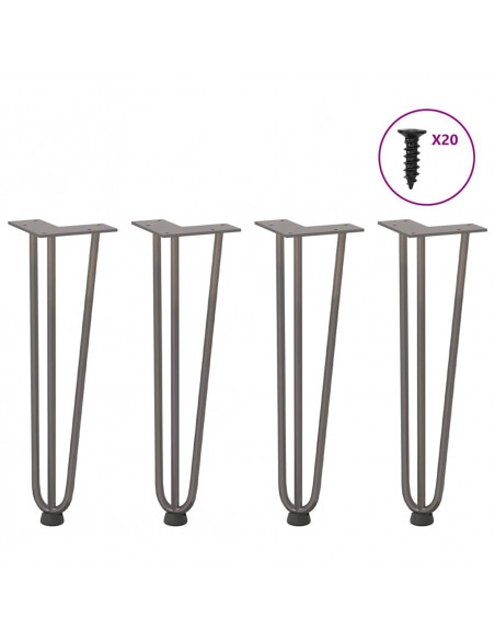 Gambe Tavolo a Forcina 4 pz 42 cm Acciaio Massiccio