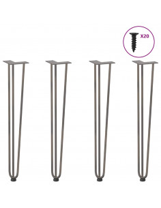 Gambe Tavolo a Forcina 4 pz 72 cm Acciaio Massiccio