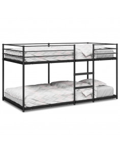 Letto a Castello senza Materasso Nero 100x200 cm in Acciaio