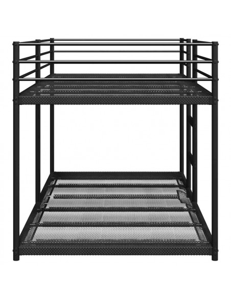Letto a Castello senza Materasso Nero 100x200 cm in Acciaio