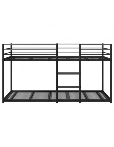 Letto a Castello senza Materasso Nero 107x203 cm in Acciaio