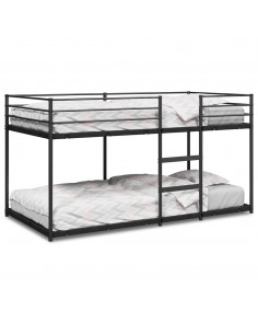 Letto a Castello senza Materasso Nero 90x200 cm in Acciaio