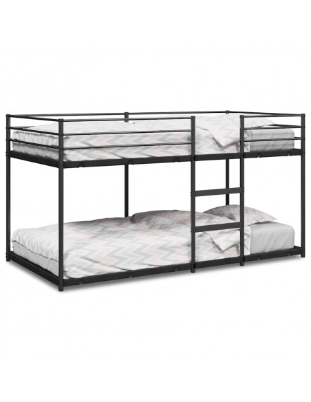 Letto a Castello senza Materasso Nero 90x200 cm in Acciaio