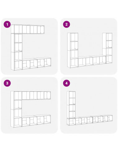 Librerie 3 pz Legno Antico in Legno Multistrato