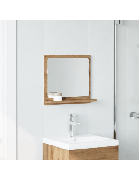 Mobile Bagno Specchio Rovere Artigianale 40x11x37 cm Truciolato