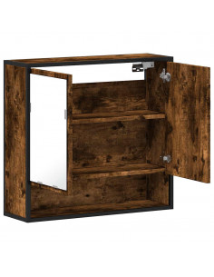 Mobile Bagno Specchio Rovere Fumo 65x20x60 cm Legno Multistrato 2