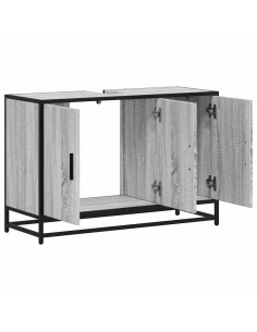 Mobile Lavabo Bagno Grigio Sonoma 90x33x60 cm Legno Multistrato 2