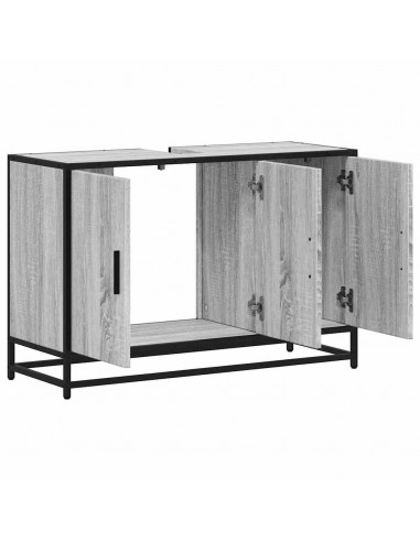 Mobile Lavabo Bagno Grigio Sonoma 90x33x60 cm Legno Multistrato
