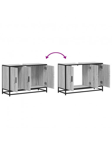 Mobile Lavabo Bagno Grigio Sonoma 90x33x60 cm Legno Multistrato