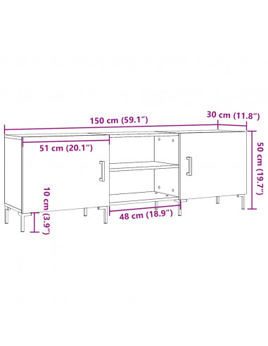 Mobile Porta TV Legno Antico 150x30x50 cm in Truciolato