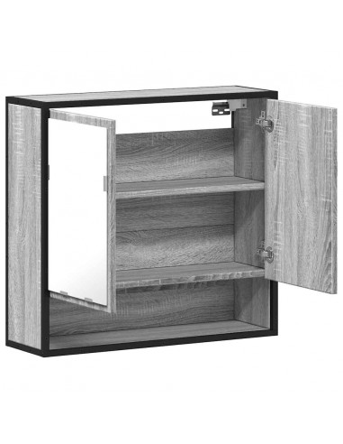 Mobile Specchio da Bagno Grigio Sonoma 65x20x60 cm Multistrato