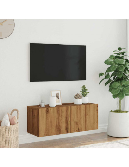 Mobile TV a Parete Rovere Artigianale 80x30x30 cm in Truciolato