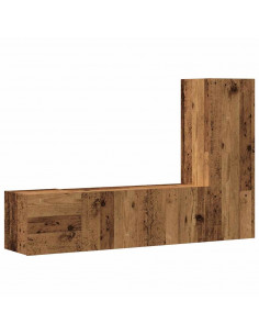 Mobili TV a Parete 3 pz Legno Antico in Legno Multistrato