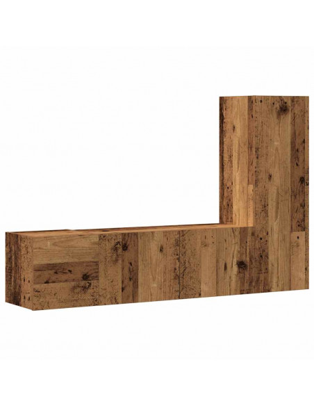 Mobili TV a Parete 3 pz Legno Antico in Legno Multistrato