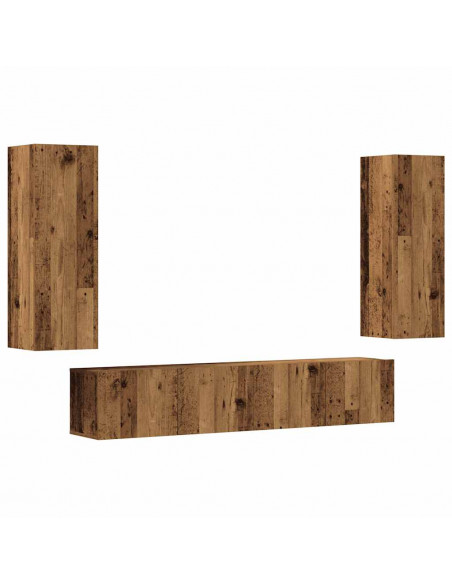 Mobili TV a Parete 4 pz Legno Antico in Legno Multistrato