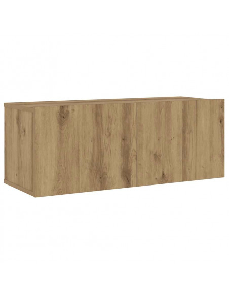 Mobili TV a Parete 4 pz Rovere Artigianale in Legno Multistrato
