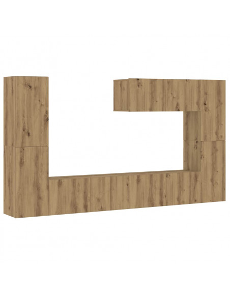 Mobili TV a Parete 7 pz Rovere Artigianale Legno Multistrato