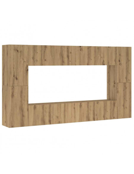 Mobili TV a Parete 8 pz Rovere Artigianale Legno Multistrato
