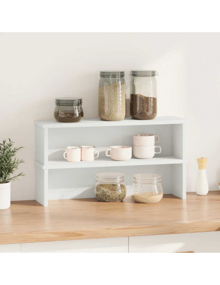 Scaffali da Cucina Impilabili 2 pz Bianchi 50x15x16 cm